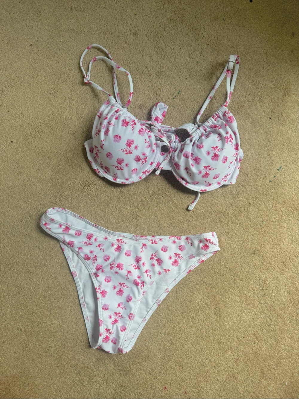 Pink floral bikini set